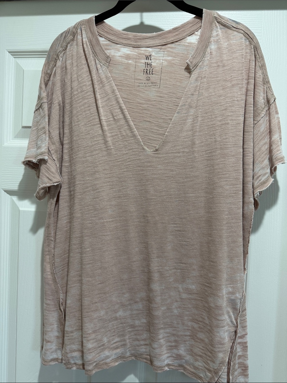 We The Free Women's Washed V-Neck Tee in Blush